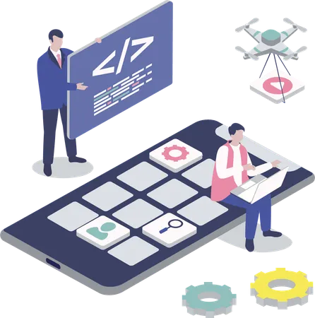 Developer codes for new application  Illustration