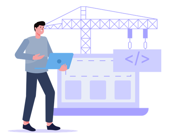 Developer Constructing Website  イラスト