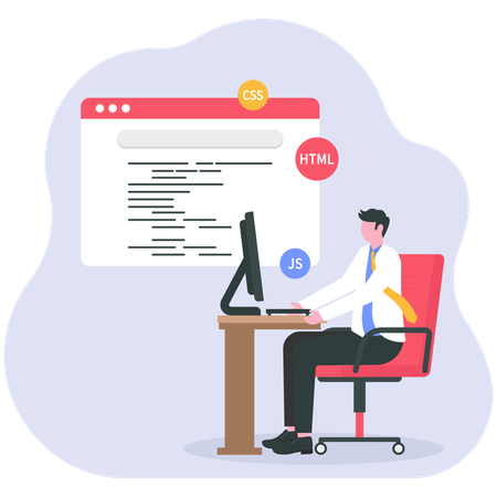 Developer creates new code of application  Illustration