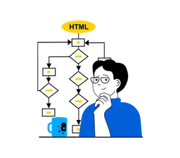 Developer Creating HTML Algorithm Chart Illustration - Free Download ...