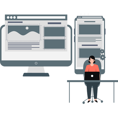 Developer creating new websites for company  Illustration