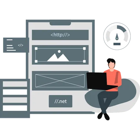プロフェッショナルなウェブサイトを作成する開発者  イラスト