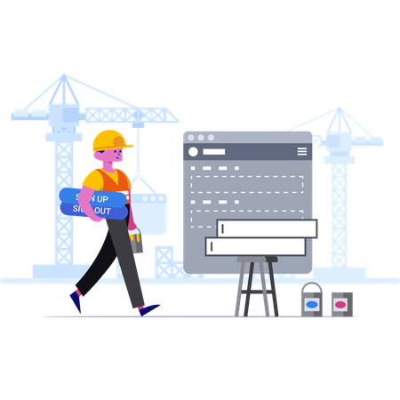 Developer creating sign up service  Illustration