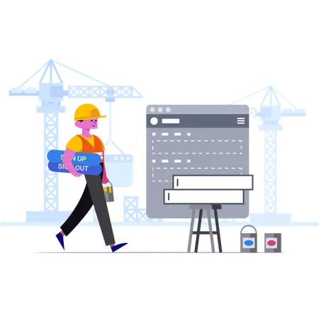 Developer creating sign up service  Illustration