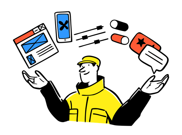 Developer designing software  Illustration