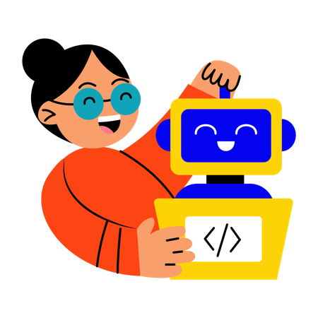 Developer developing new robot  Illustration