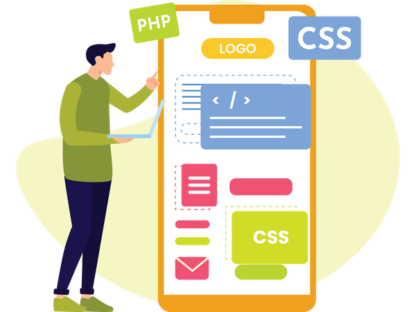 Developer doing App Development  Illustration