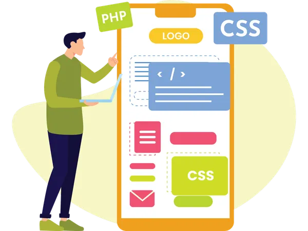 Developer doing App Development  Illustration