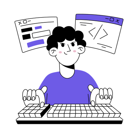 Developer doing application Programming  Illustration