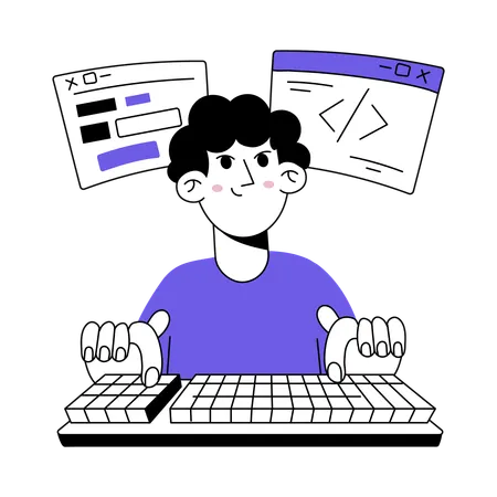 Developer doing application Programming  Illustration