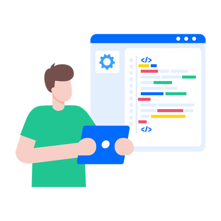 Developer doing code testing  Illustration