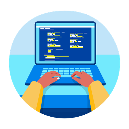 Developer doing coding online  Illustration