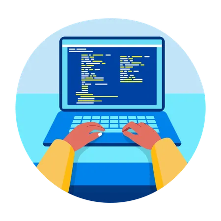 Developer doing coding online  Illustration