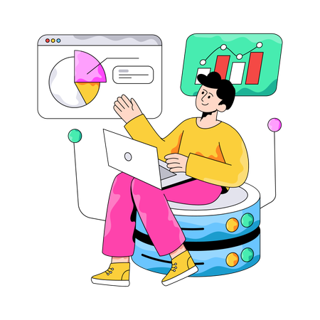 Developer doing Database Analyzing  Illustration
