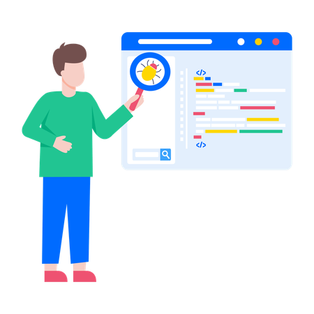 Developer doing Debugging  Illustration