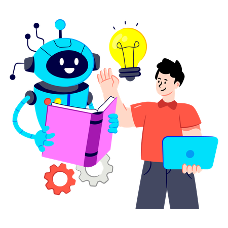 Developer doing Machine Learning  Illustration