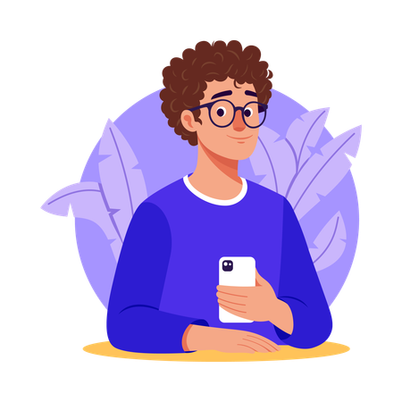 Developer doing mobile programming  Illustration