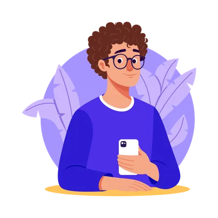 Developer doing mobile programming  Illustration