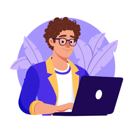 Developer doing online programming  Illustration
