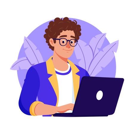 Developer doing online programming  Illustration