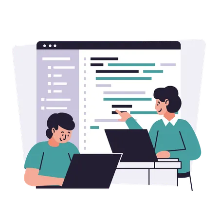 Developer doing Pair Programming  Illustration