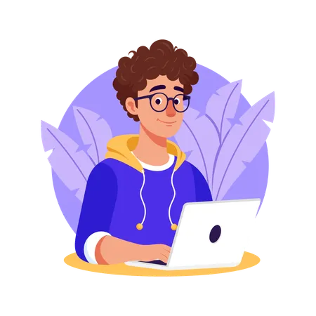 Developer doing programming on laptop  Illustration