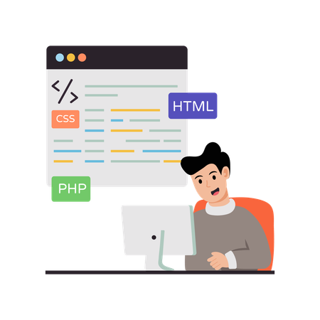 Developer doing Web coding  Illustration