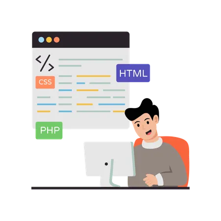 Developer doing Web coding  Illustration