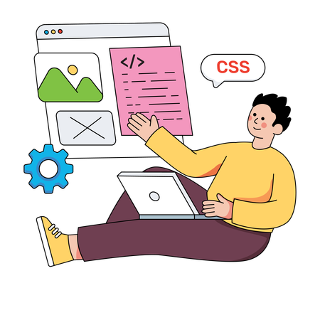 Developer doing web coding  Illustration