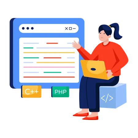 Developer doing Web coding  Illustration