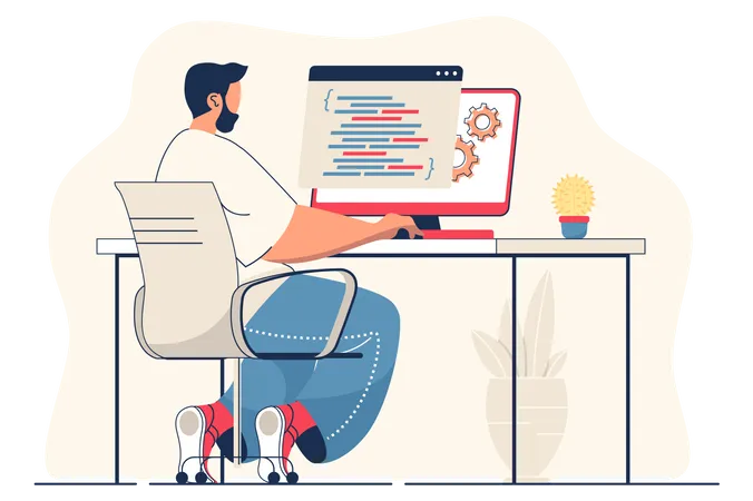 Developer doing web development  Illustration