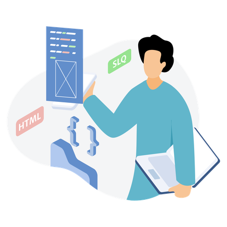 Developer doing web development  Illustration