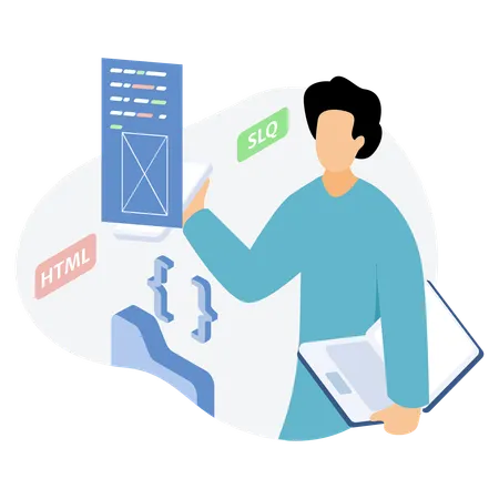 Developer doing web development  Illustration