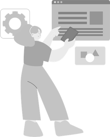 Developer doing Web Research  Illustration