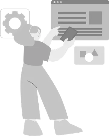 Developer doing Web Research  Illustration