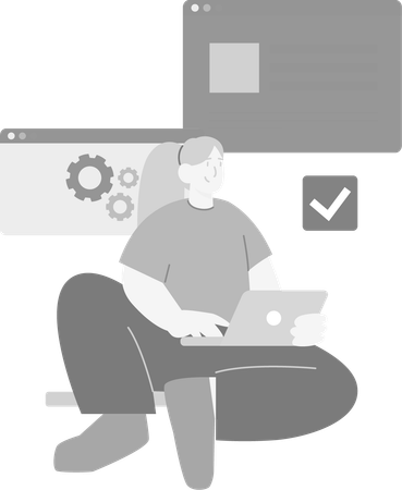 Webセキュリティ開発を行う開発者  イラスト