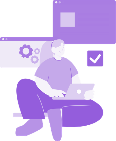 Developer doing Web Security Development  Illustration