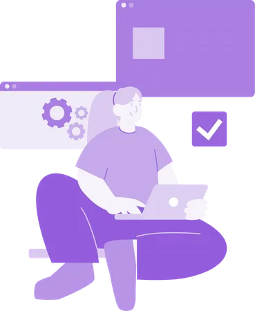 Developer doing Web Security Development  Illustration
