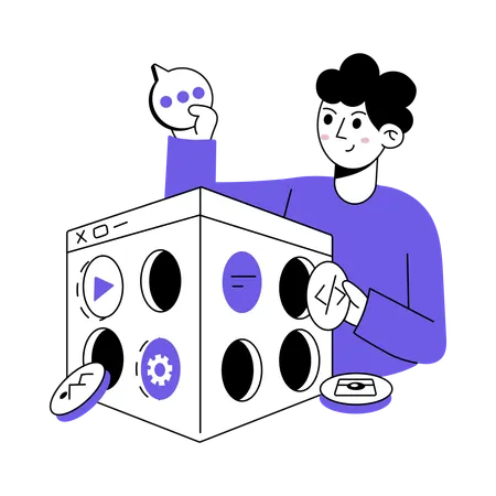 Developer doing Web Settings  Illustration
