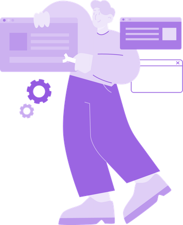 Developer doing Website Maintenance  Illustration