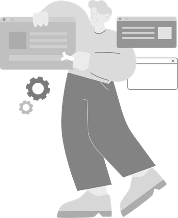 Developer doing Website Maintenance  Illustration