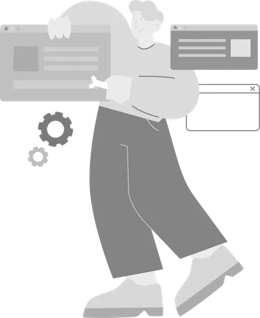 Developer doing Website Maintenance  Illustration