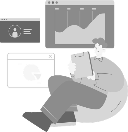 Developer doing Website & User Analysis  Illustration