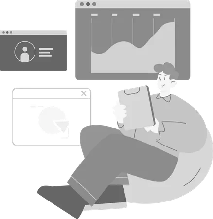 Developer doing Website & User Analysis  Illustration