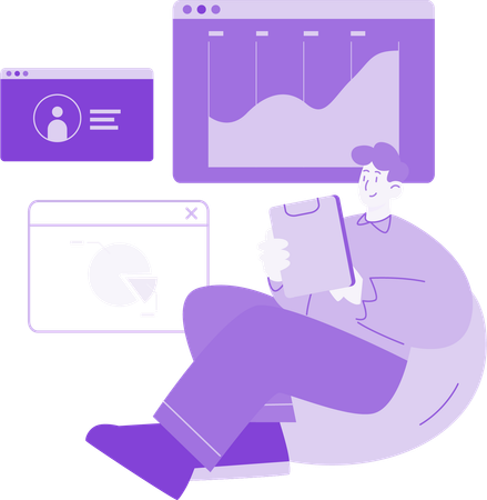 Developer doing Website & User Analysis  Illustration