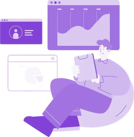 Developer doing Website & User Analysis  Illustration