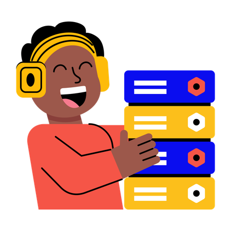 Developer fixing server errors  Illustration