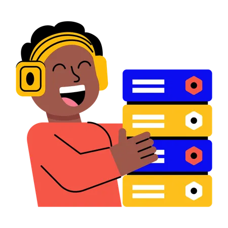 Developer fixing server errors  Illustration