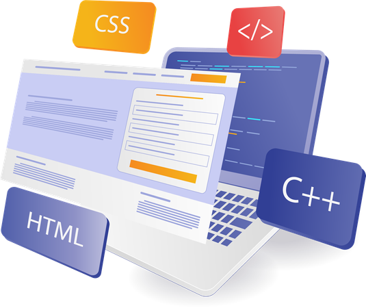 Developer is learning computer languages  Illustration