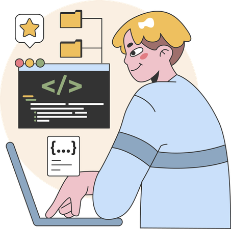 Developer is working on software development  Illustration